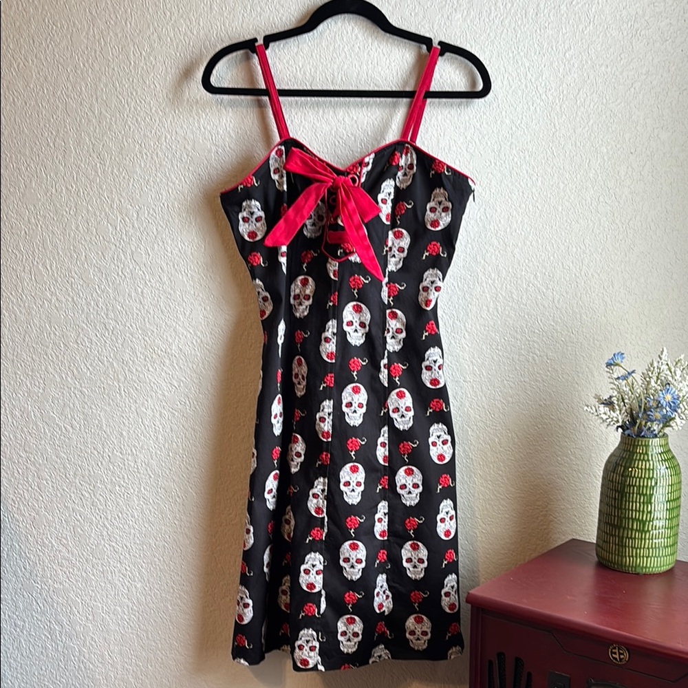 Jawbreaker Lace up Skull print dress